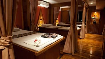 Couples treatment rooms, aromatherapy, Thai massages, body scrubs