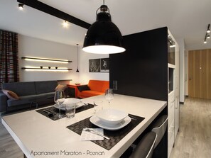 Superior Apartment, 1 Bedroom, Balcony | Private kitchenette | Dishwasher, coffee/tea maker