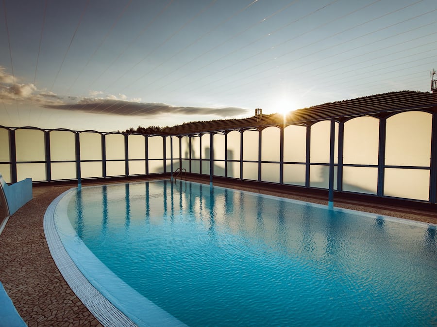 Outdoor pool, sun loungers