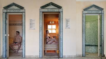 Sauna, hot tub, steam room, hot springs, Turkish bath, body treatments