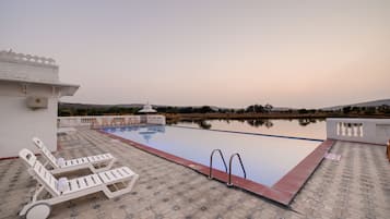 Outdoor pool, a waterfall pool