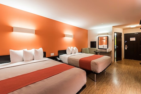 Deluxe Room, 2 Queen Beds, Non Smoking, Kitchenette | Egyptian cotton sheets, premium bedding, blackout drapes
