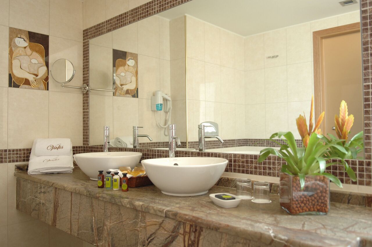 deep-soaking bathtub, free toiletries, hair dryer, bathrobes