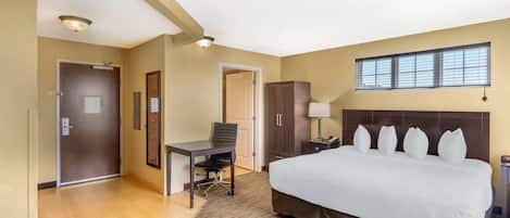 Desk, blackout drapes, iron/ironing board, WiFi (free)