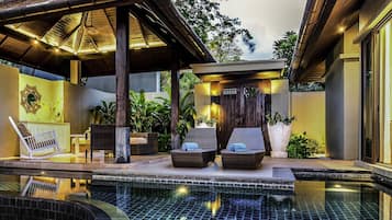 Luxury Villa, 1 Bedroom (Pool) | Premium bedding, down duvets, memory-foam beds, minibar