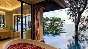 奢华别墅, 1 间卧室 (Pool) | 高档床上用品、羽绒被、记忆海绵床垫、迷你吧