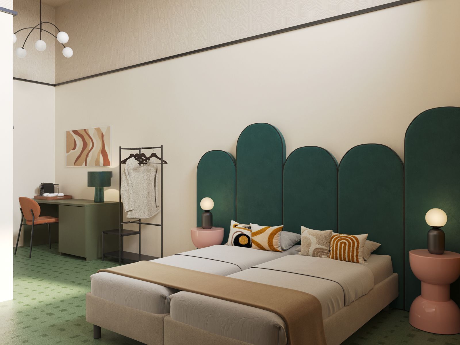 Egyptian cotton sheets, premium bedding, desk, iron/ironing board