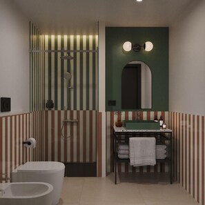 Shower, rainfall showerhead, hair dryer, heated floors - QUO Milano - Hostel (Milan)