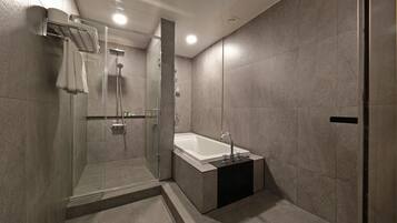 Family Suite | Bathroom | Hair dryer, towels, soap, shampoo