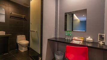 Shower, free toiletries, hair dryer, slippers