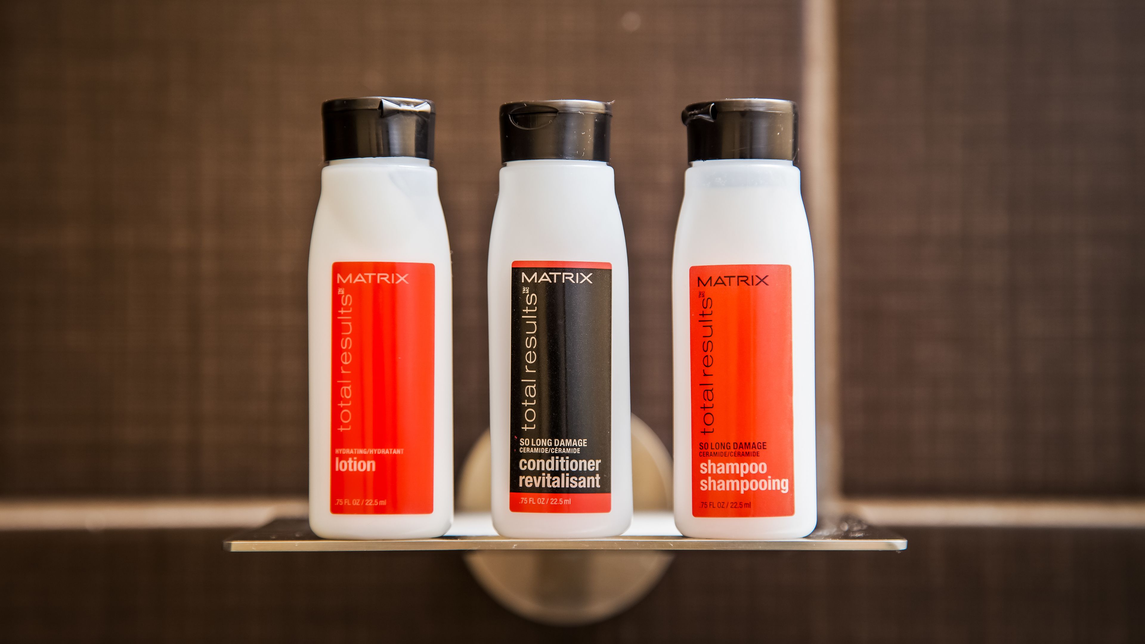 Three Matrix brand bottles on a shelf.
