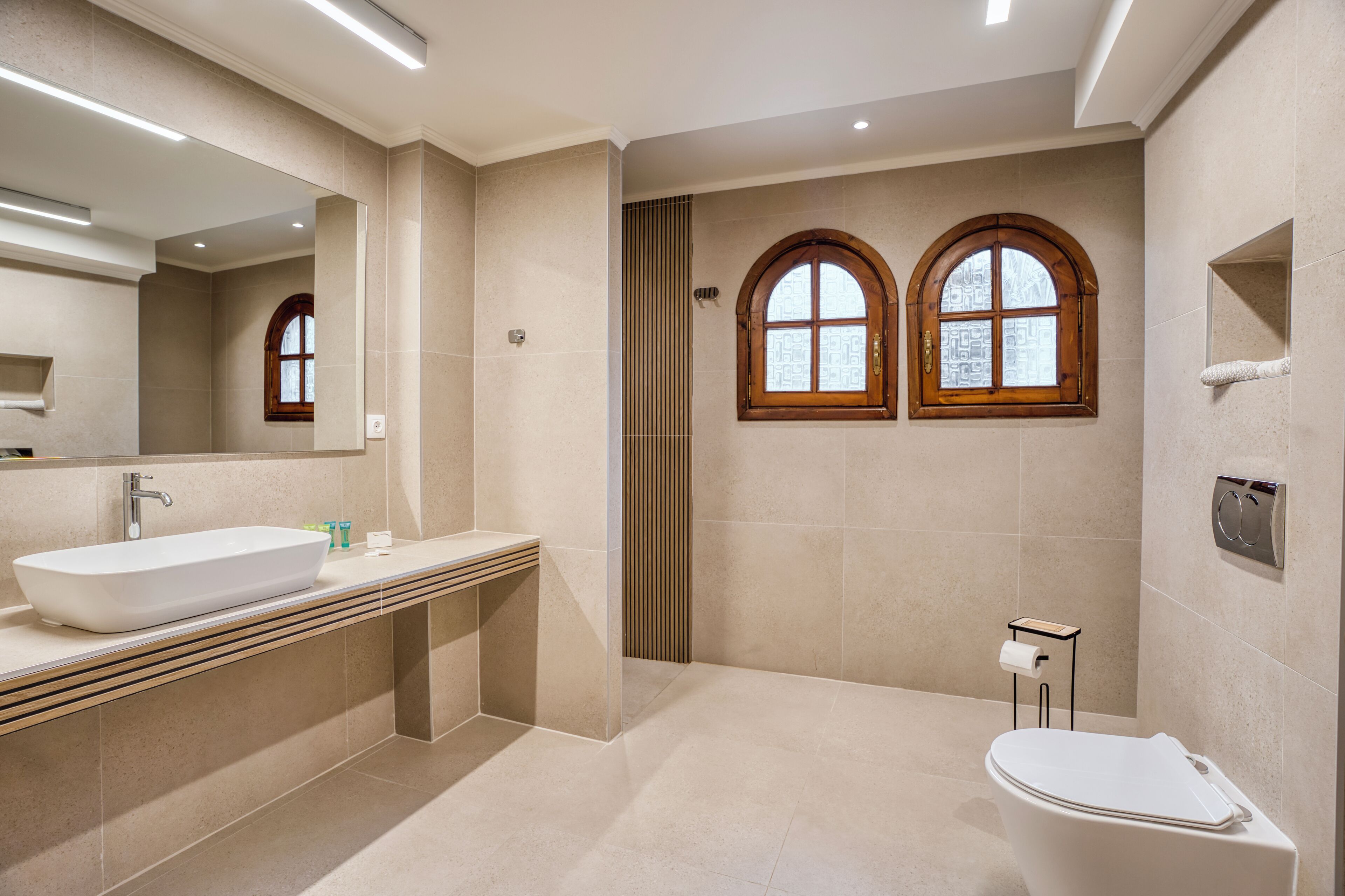 comfort double or twin room (villa building) | bathroom | free toiletries, hair dryer, slippers, towels