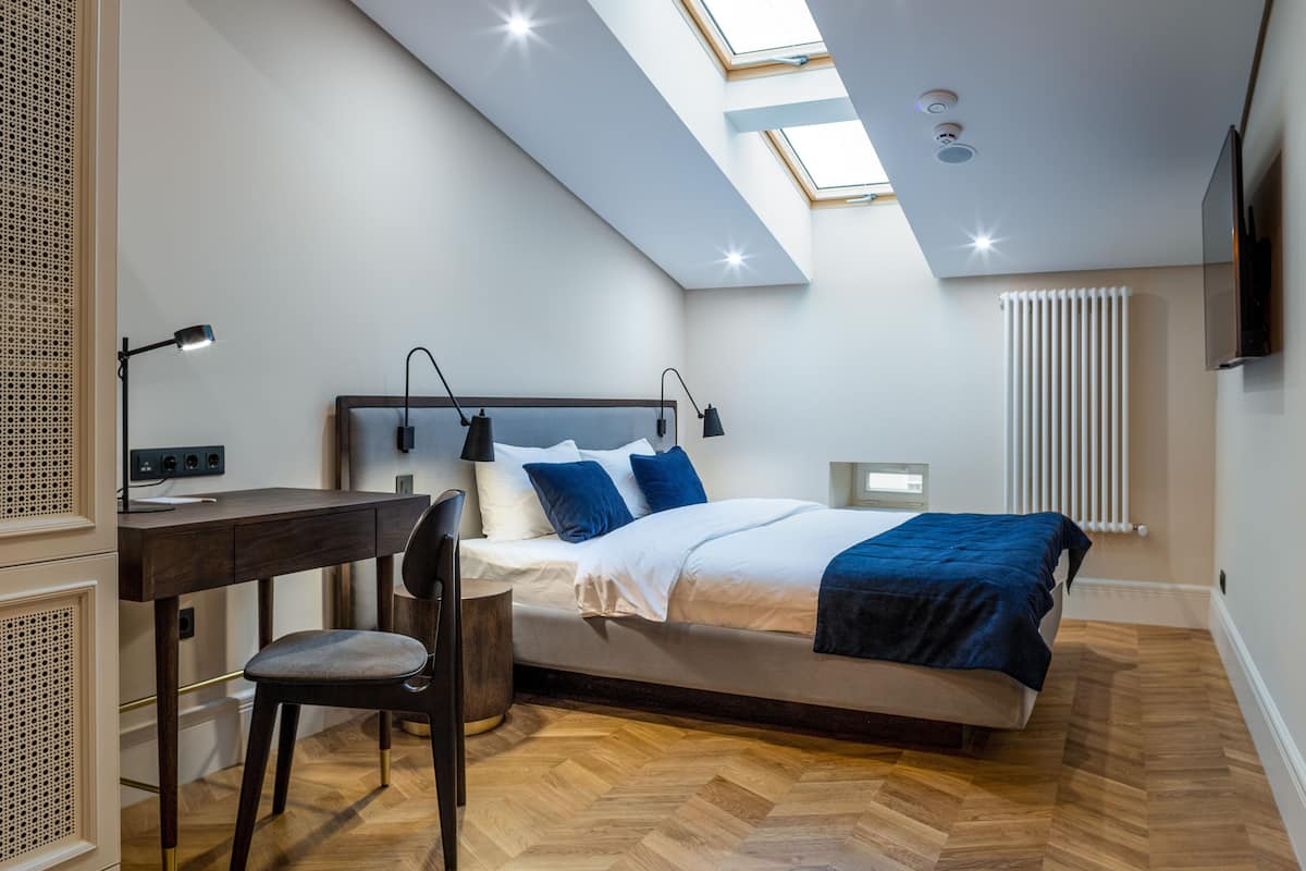 Small Mansard | 1 bedroom, premium bedding, down comforters, memory foam beds