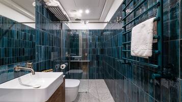 Shower, free toiletries, hair dryer, slippers