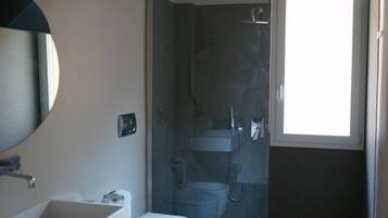 Shower, rainfall showerhead, hair dryer, bidet