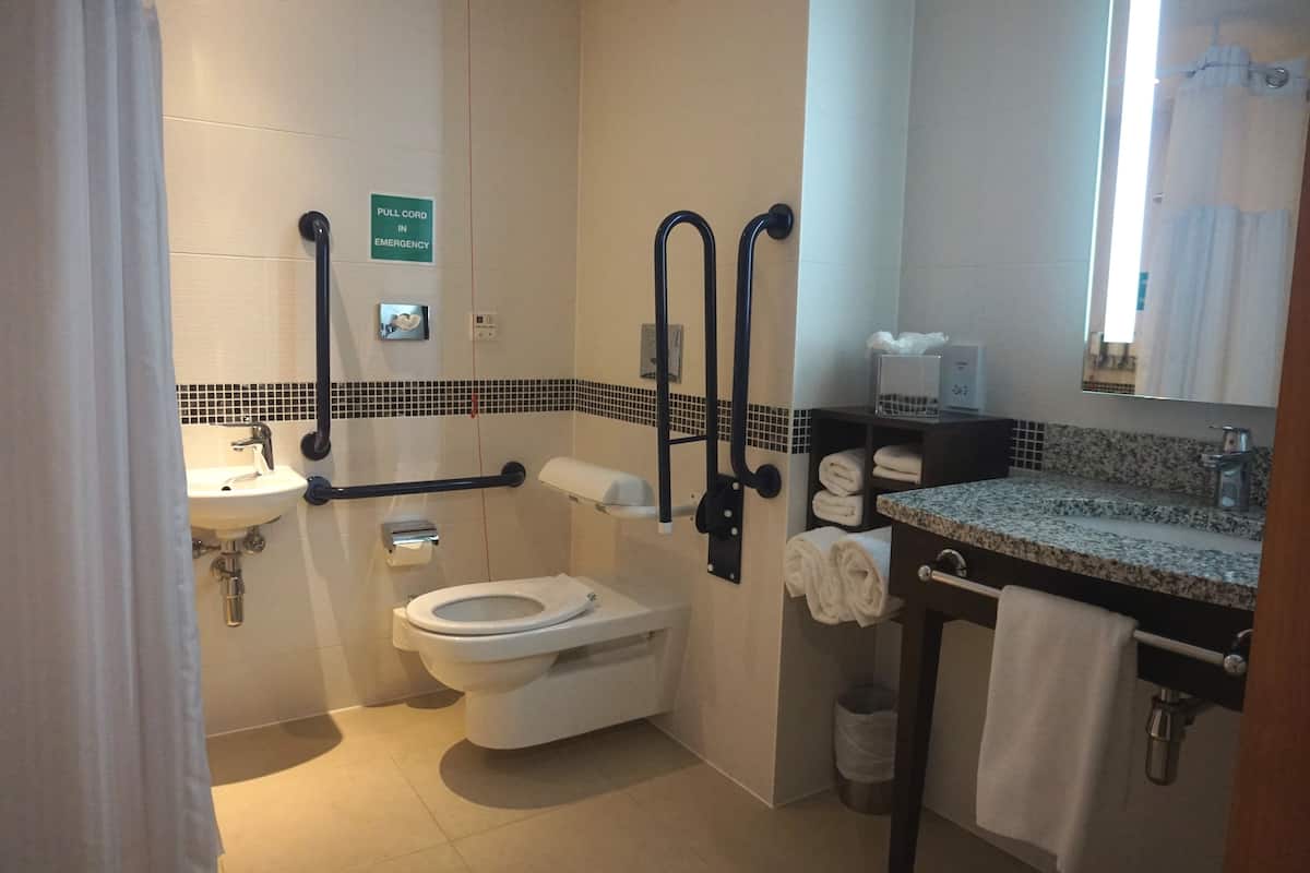 room, 1 queen bed, accessible | bathroom | shower, free toiletries, towels