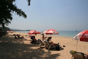 On the beach, scuba diving