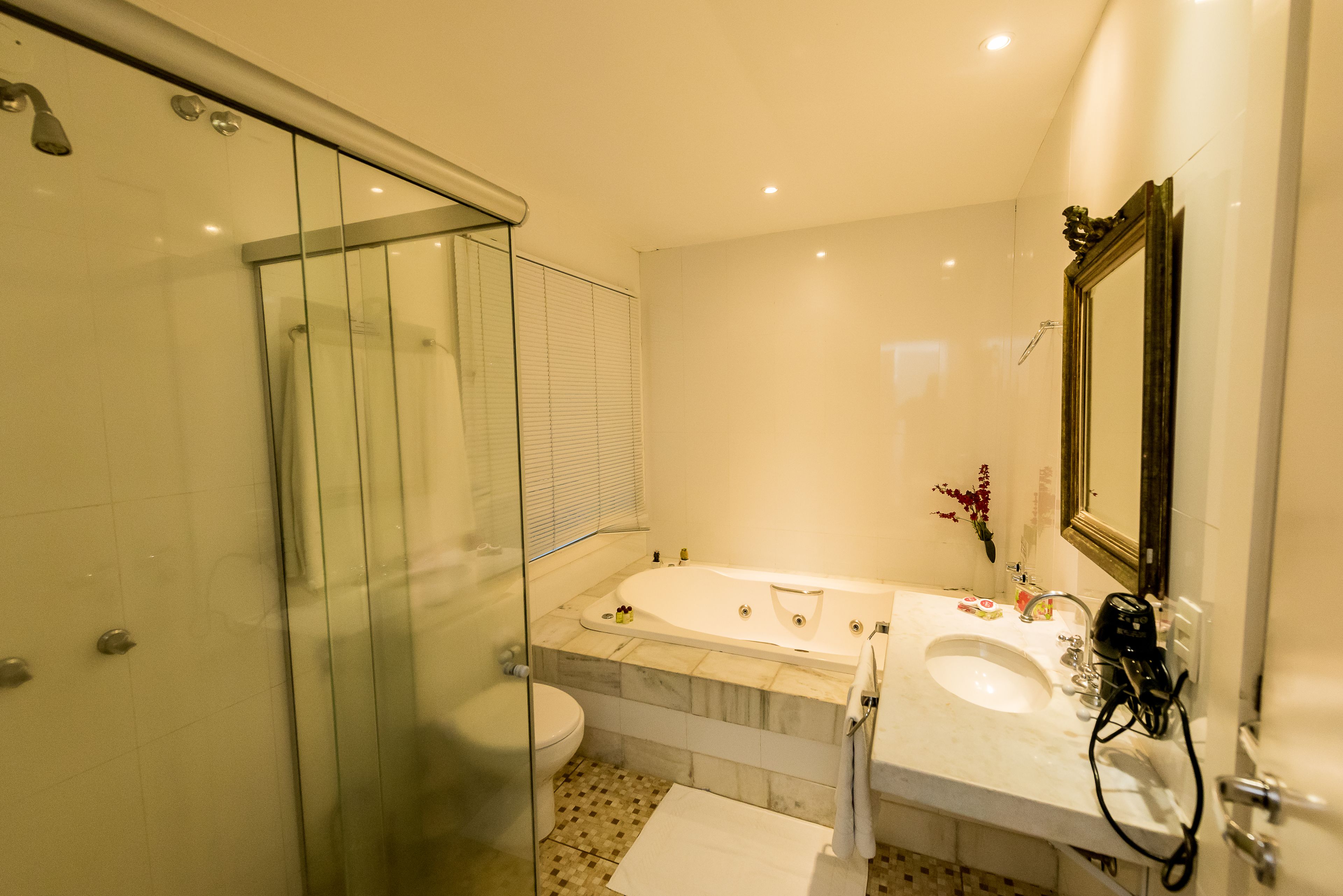 free toiletries, hair dryer, towels