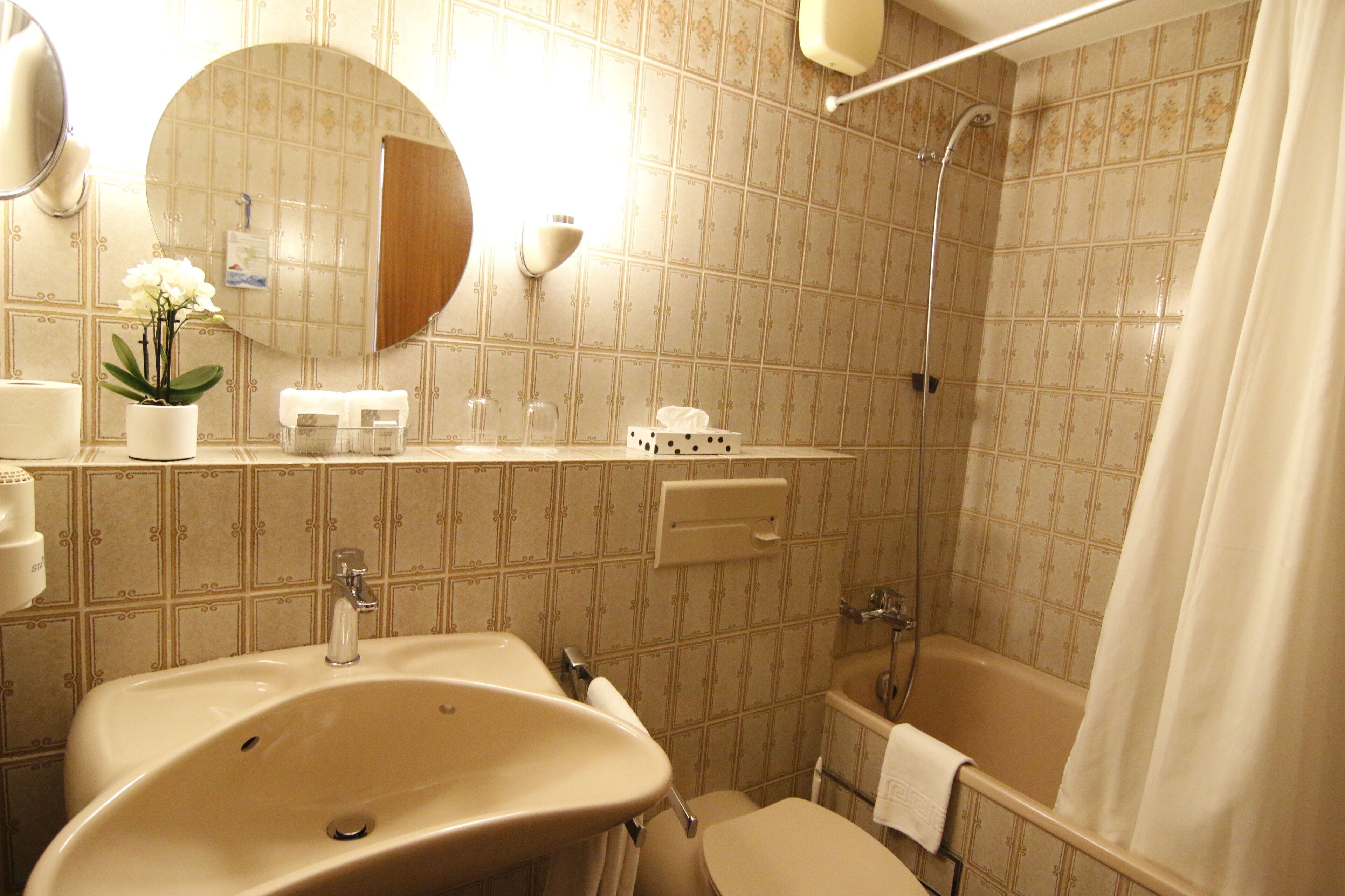 economy double room | bathroom | free toiletries, hair dryer, slippers, towels