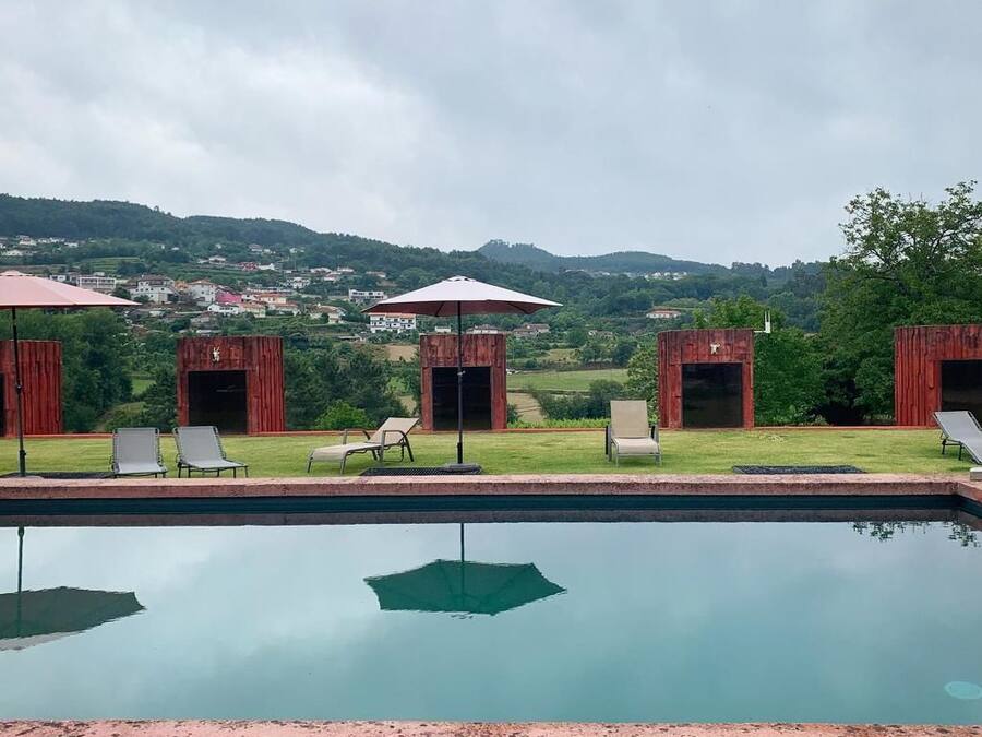 Seasonal outdoor pool, pool umbrellas, pool loungers