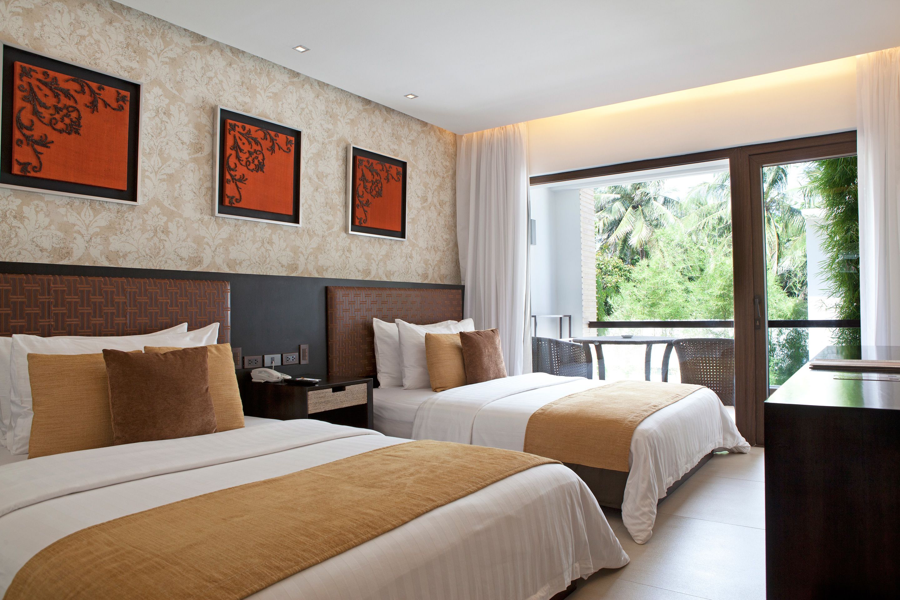 deluxe room, 2 queen beds | in-room safe, blackout curtains, free wifi