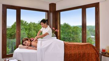 Sauna, steam room, body treatments, deep-tissue massages