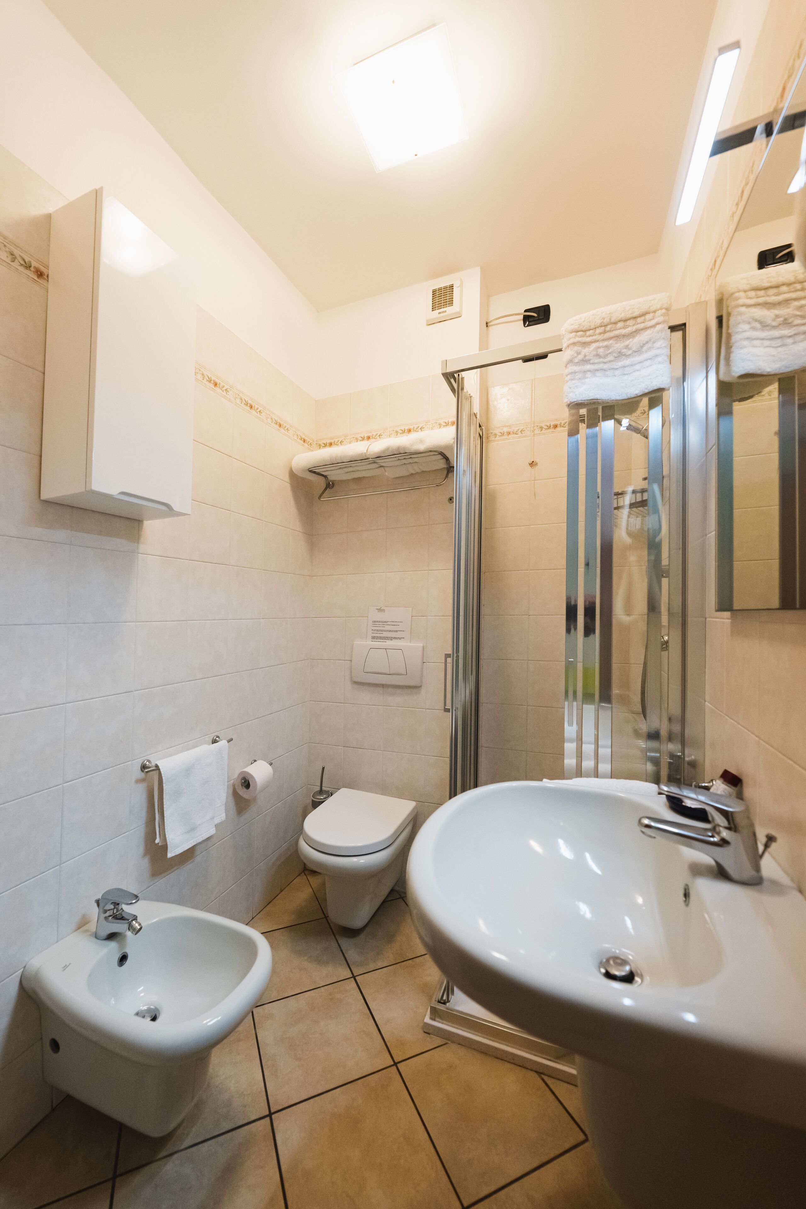 free toiletries, hair dryer, bidet, towels