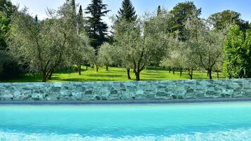 Seasonal outdoor pool, open 8:00 AM to 10:00 PM, pool umbrellas