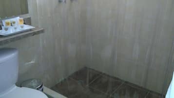 Chuveiro, produtos de toalete grátis, secador de cabelo