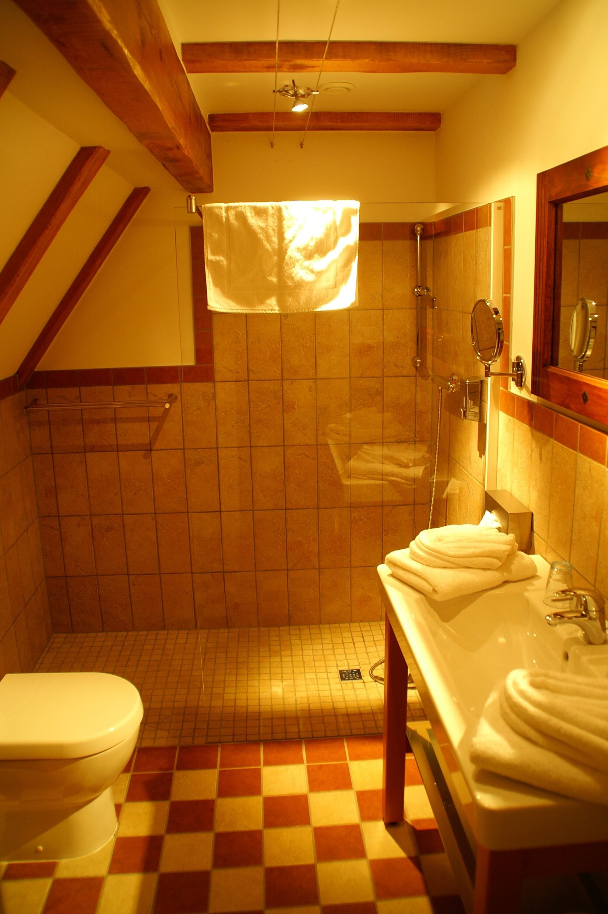 comfort double room | bathroom | shower, hair dryer, towels, soap