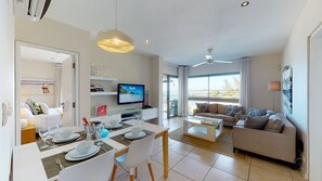 2 bedroom Beachfront Suite | Living area | LED TV, DVD player