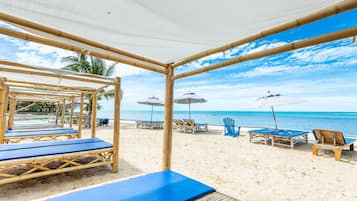 Beach nearby, white sand, beach shuttle, sun-loungers