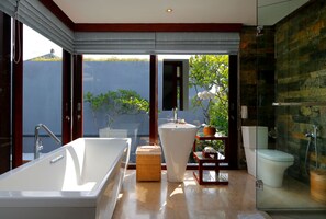 Three Bedroom Villa with Private Pool | Bathroom | Separate tub and shower, deep soaking tub, free toiletries, hair dryer - SEMINYAK ICON by Karaniya Experience (Seminyak)