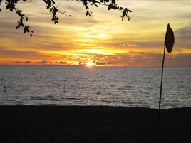 On the beach, fishing