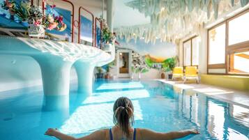 Indoor pool, seasonal outdoor pool, pool umbrellas, sun loungers