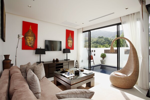 55-inch flat-screen TV with cable channels, LCD TV, DVD player