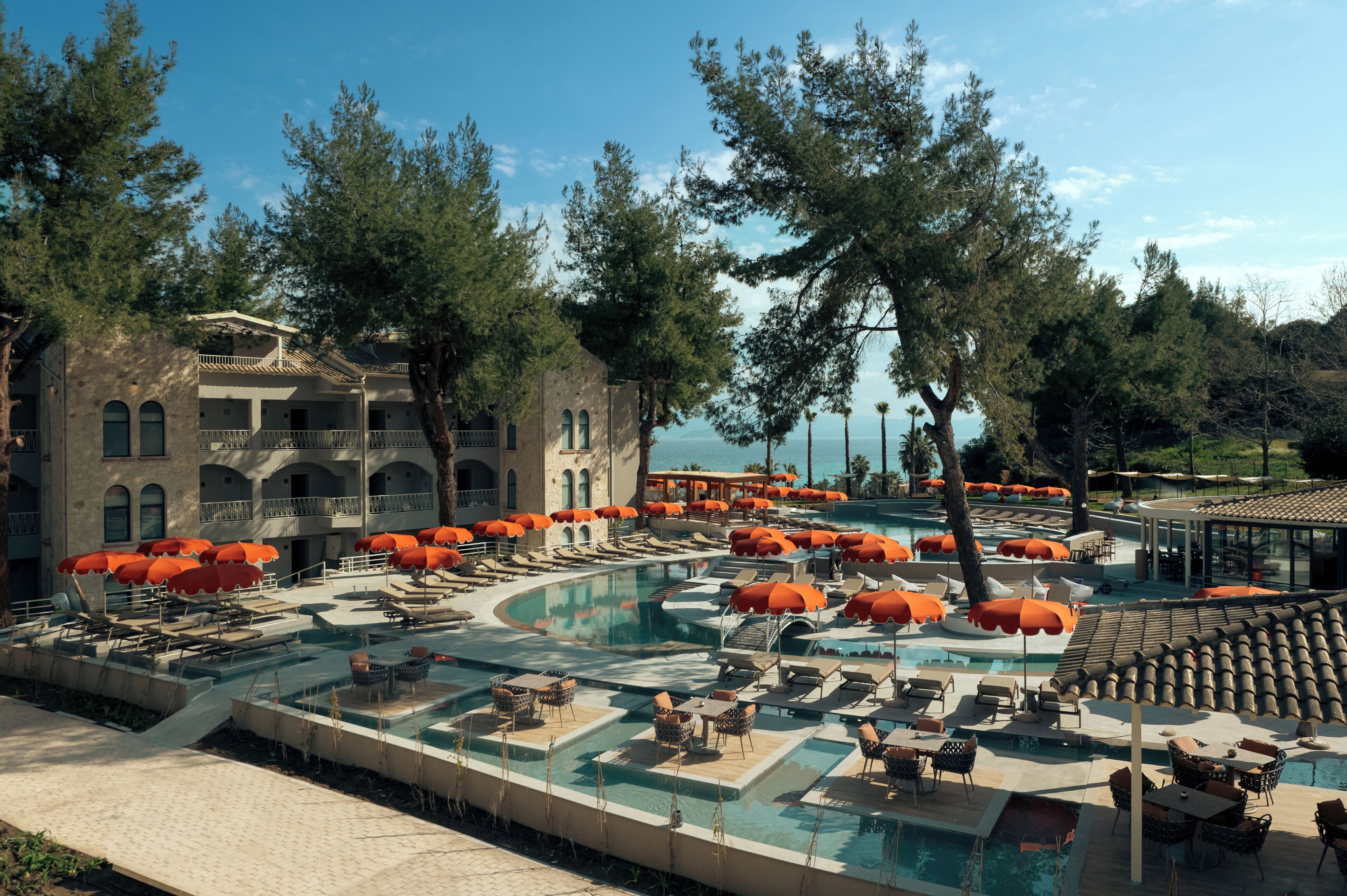 2 outdoor pools, pool umbrellas, pool loungers