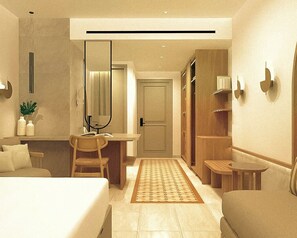 Minibar, desk, blackout drapes, iron/ironing board