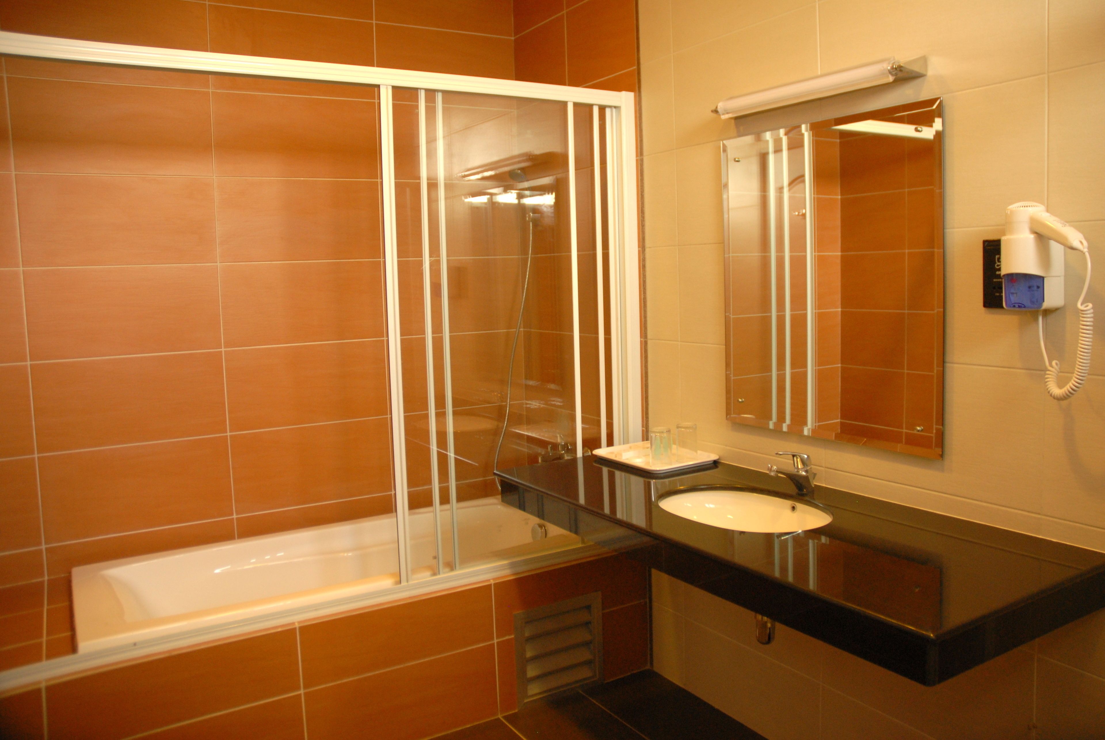 free toiletries, hair dryer, bidet, towels