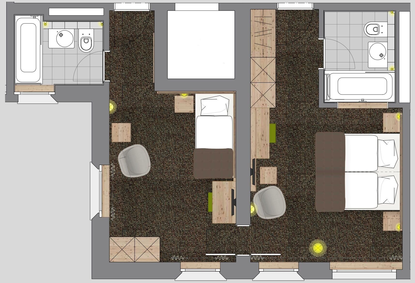 comfort triple room, 3 single beds | in-room safe, desk, soundproofing, rollaway beds