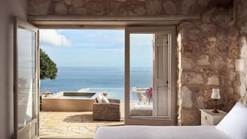 Villa Tradizionale, 3 camere da letto, piscina privata, vista mare | Biancheria da letto di alta qualità, copriletto in piuma