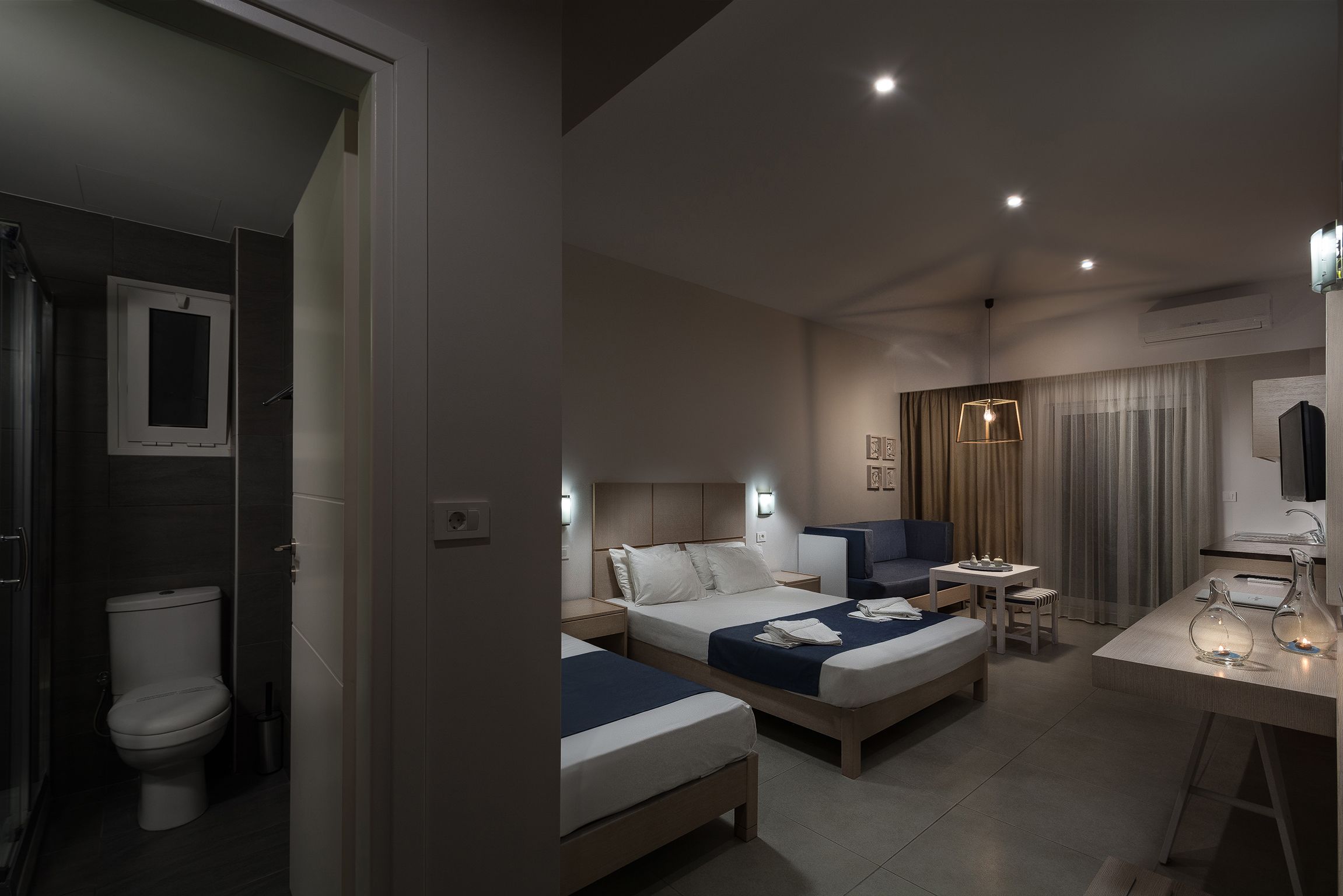 Caja fuerte, escritorio, espacio para trabajar con un portátil