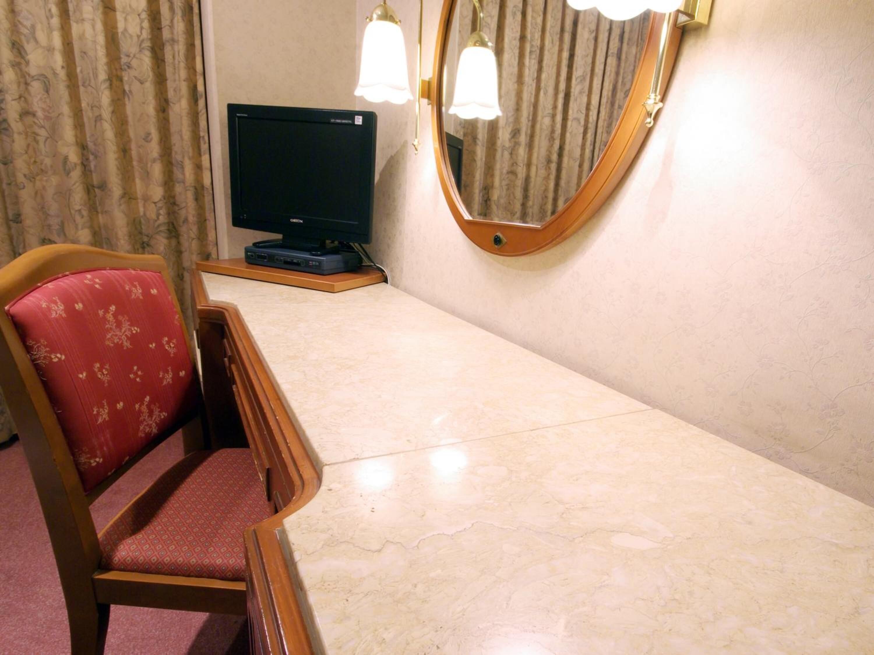 down duvets, desk, laptop workspace, blackout curtains