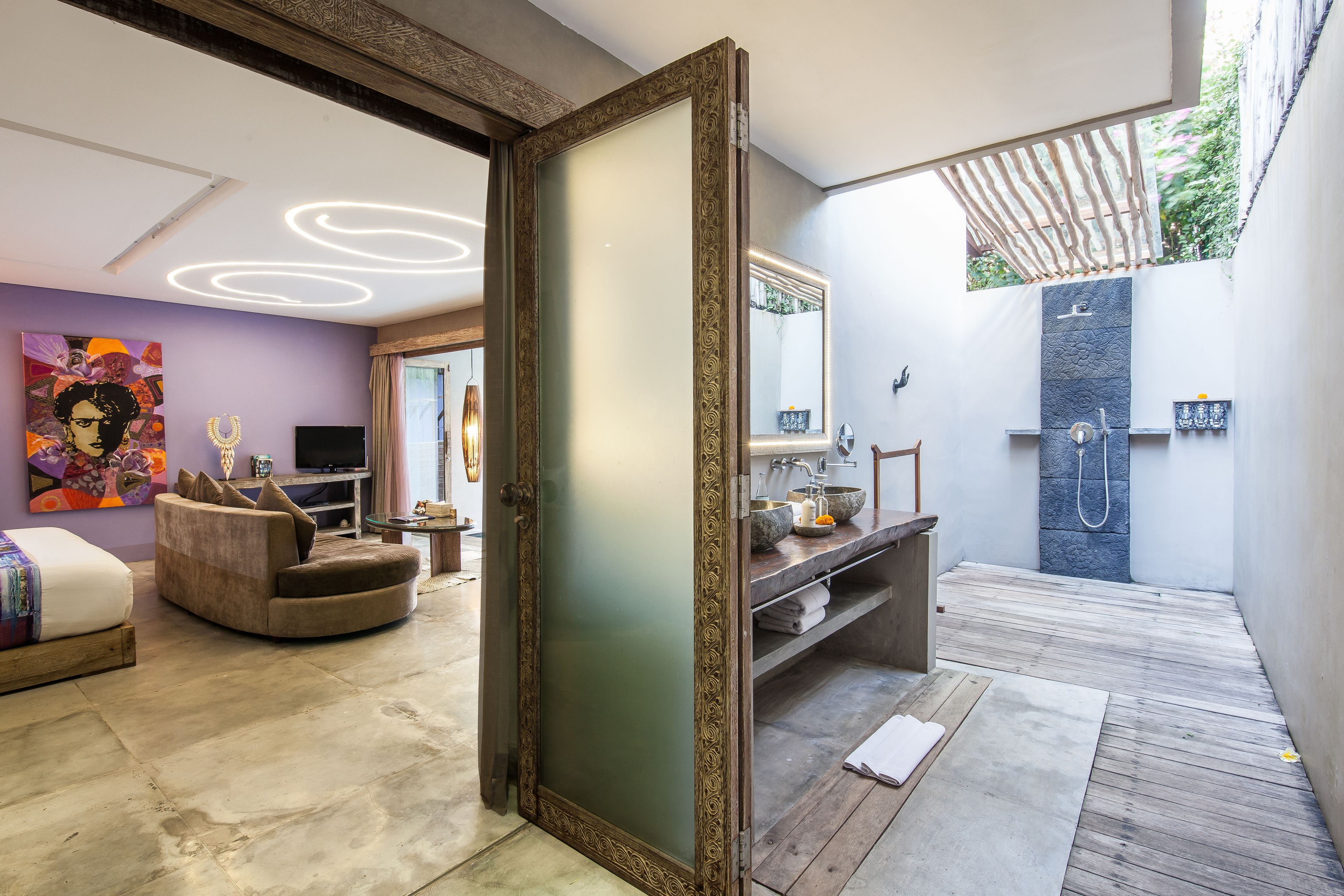 shower, free toiletries, hair dryer, bathrobes