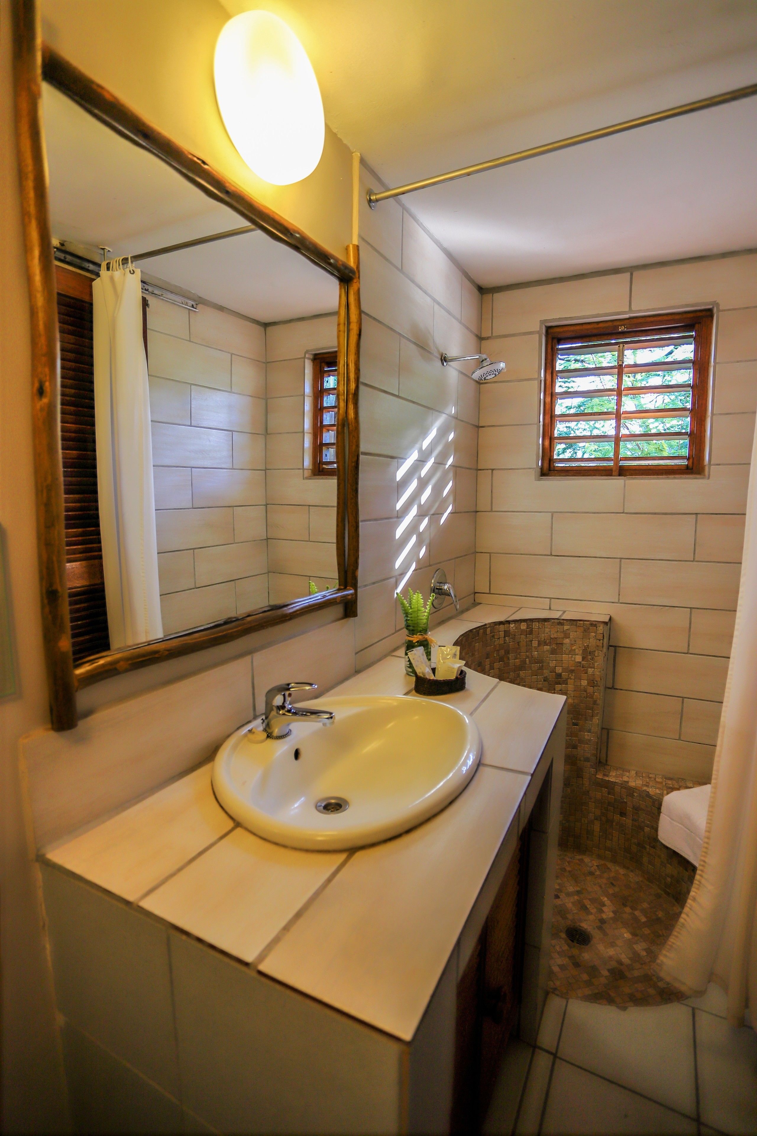 superior room, 1 double or 2 single beds (rock view room) | bathroom | shower, free toiletries, hair dryer, towels