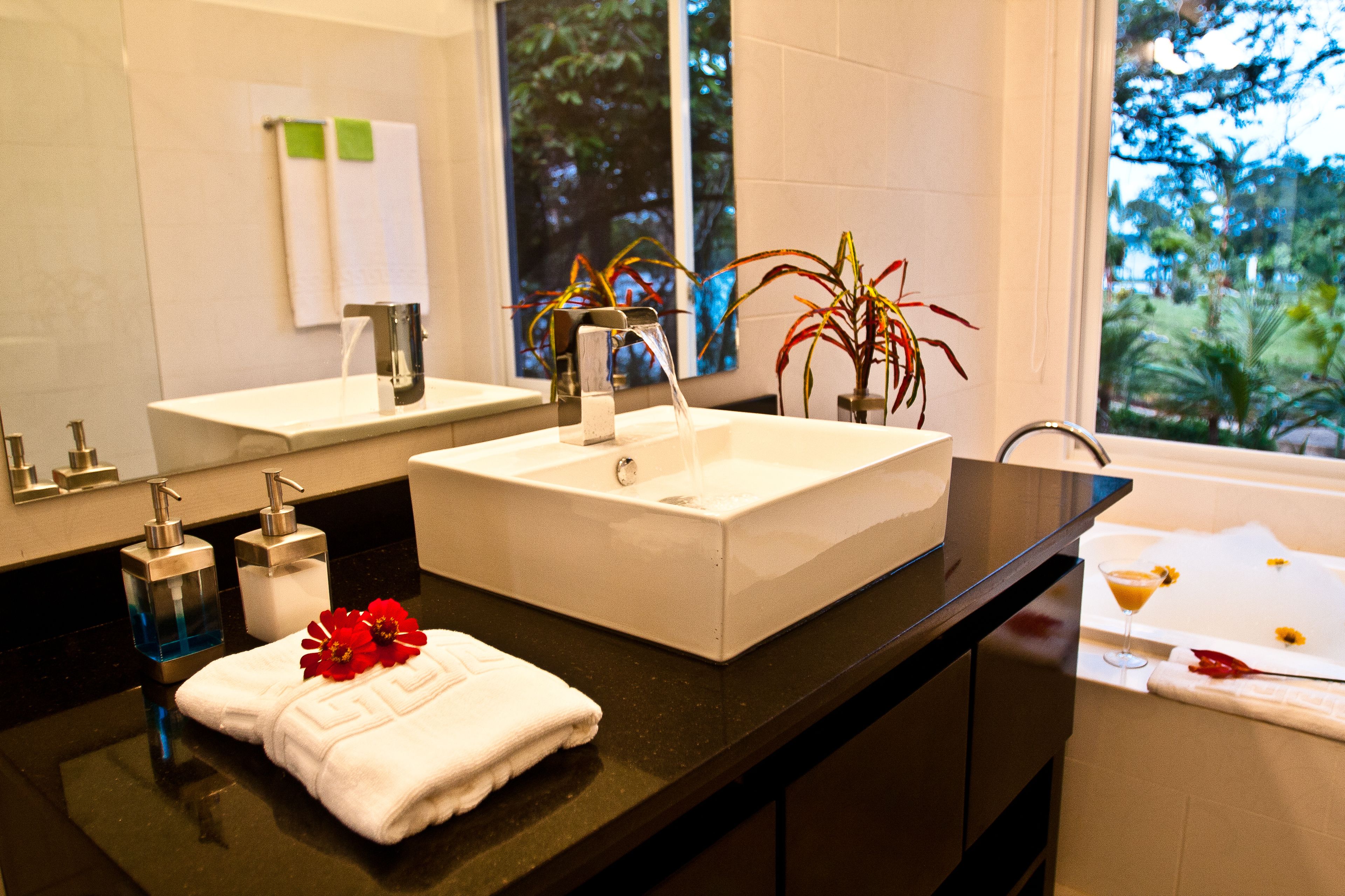 free toiletries, hair dryer, towels, soap