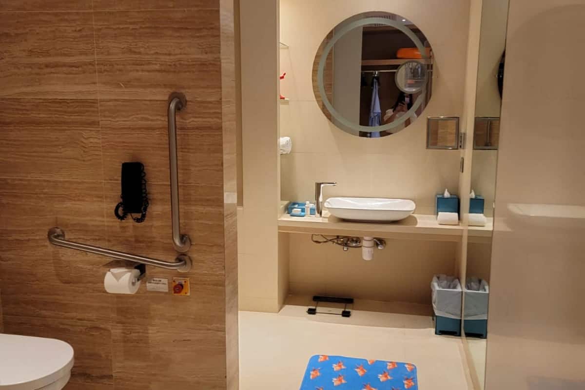 premium room, 1 king bed, accessible | raised toilet seat