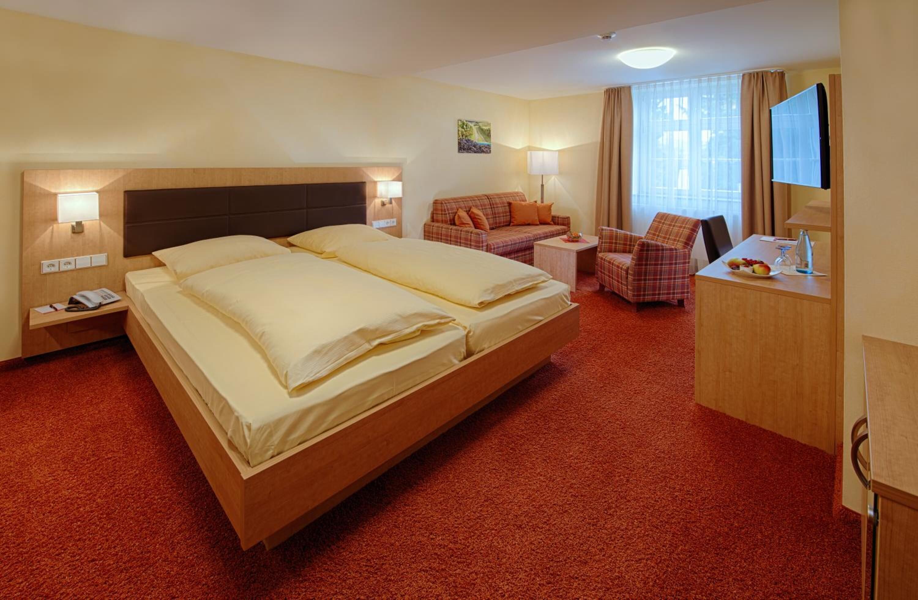 Select Comfort beds, minibar, in-room safe, desk