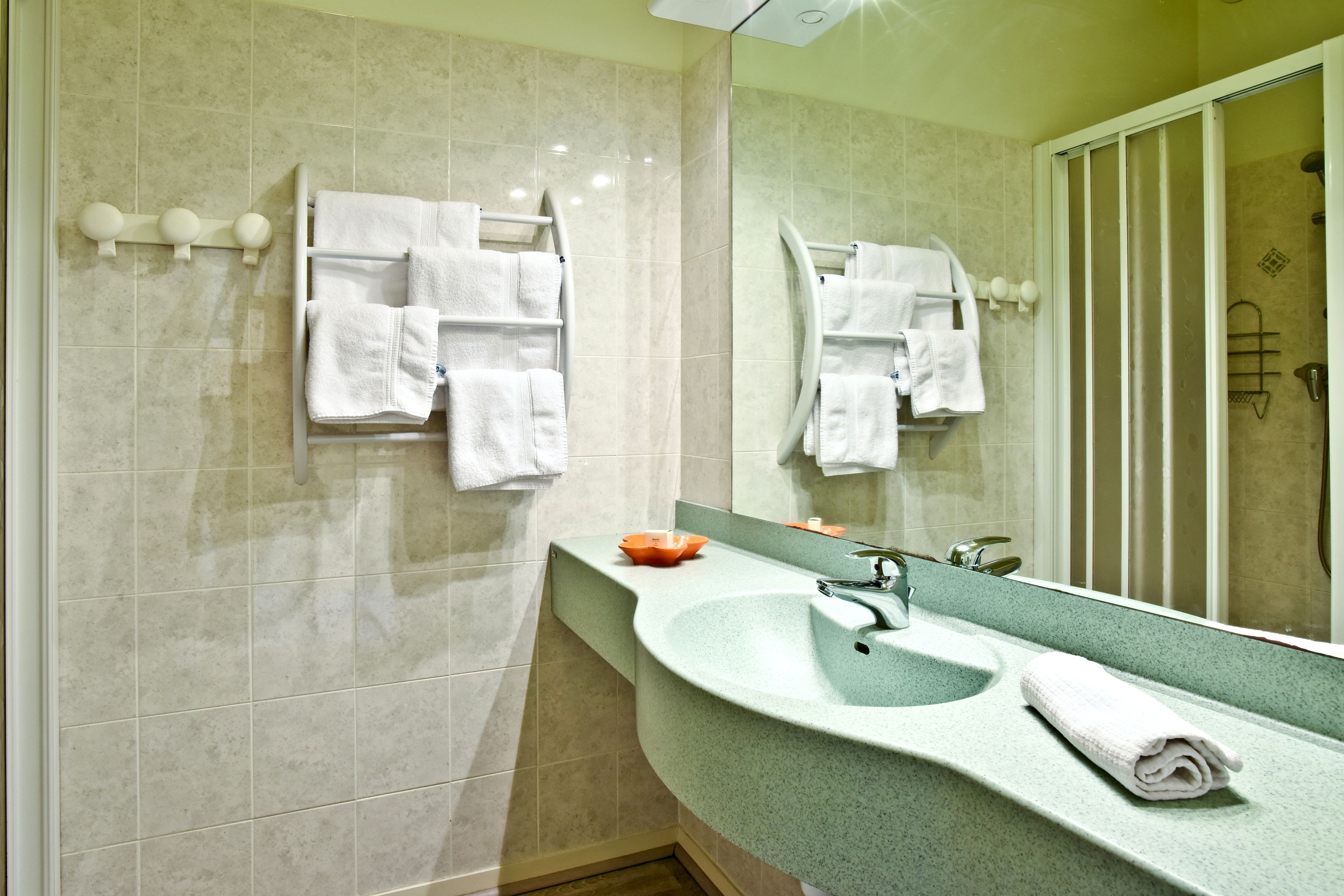 free toiletries, hair dryer, towels