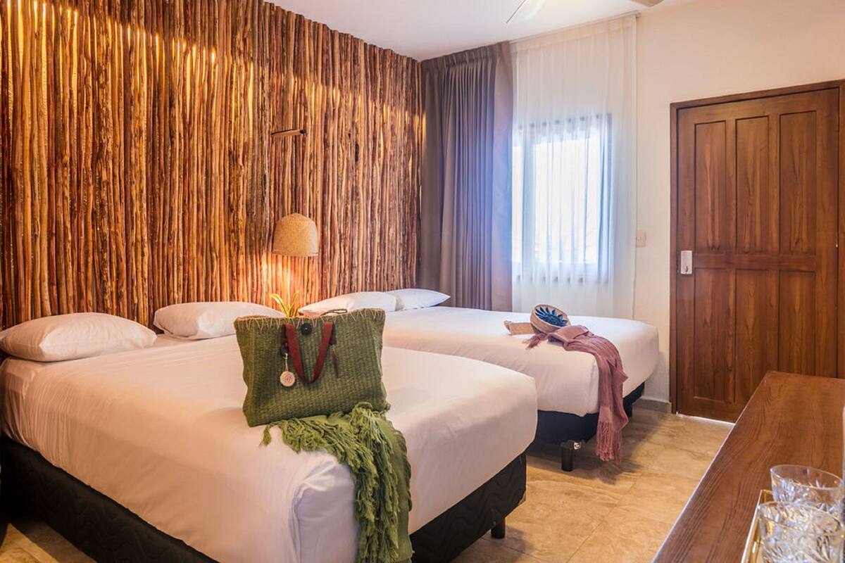 Double Room, 2 Double Beds, Courtyard View | In-room safe